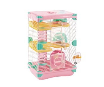 Jaula Plastica p/Hamster Sunny Rosa 2 pisos 27.7 x 20.5 x 42.5 cms